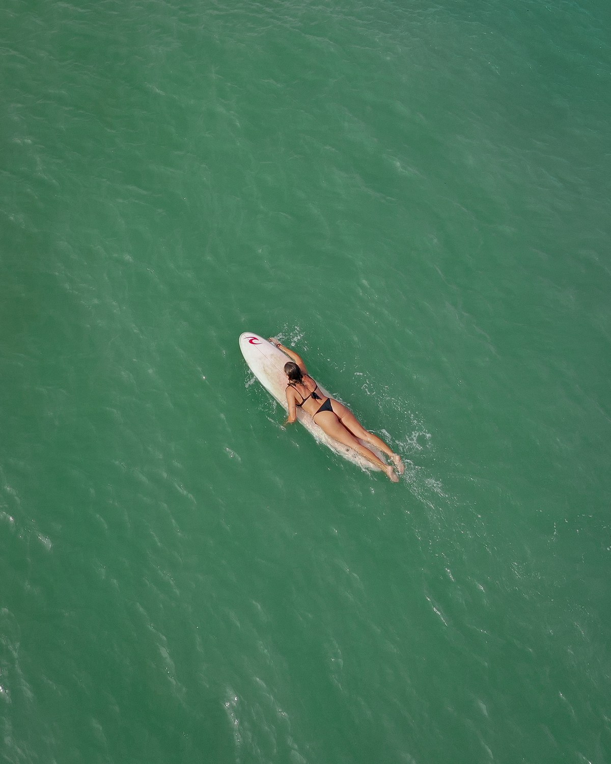 paddling out, seen from above